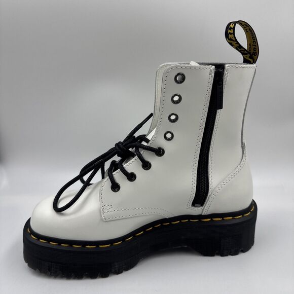 Dr. Martens Jadon 8-Eye Leather Chunky Platform Boot White Women Size 8 NEW - Picture 9 of 16